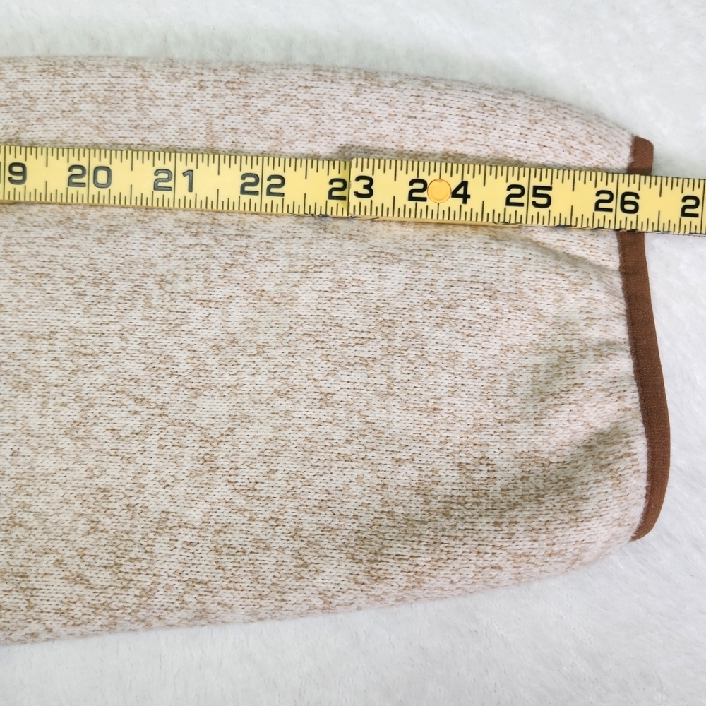 George Men's Zip-Up Sweater - Cream with Brown Trim XL (46-48) - Picture 10 of 15
